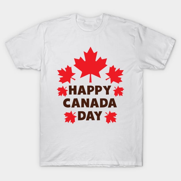 Happy Canada Day, Holiday, Maple Leaves, Red T-Shirt by Jelena Dunčević